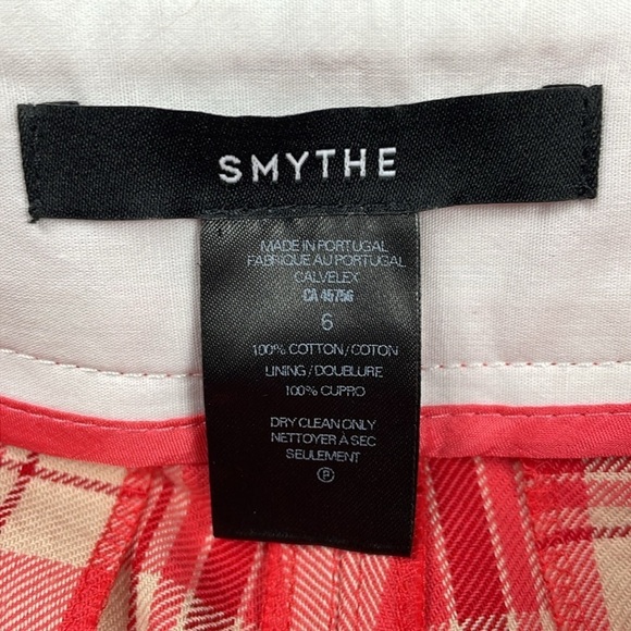 New Smythe Pleated Plaid Walking Shorts in Watermelon Plaid Red Sz 6 - Picture 8 of 12